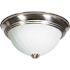 Satco NICKEL Three-Light 15 Flush Mount With Frosted Melon Glass