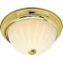 Satco Brass Two-Light 13 Flush Mount With Frosted Melon Glass