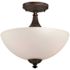 Satco Semi-Flush Ceiling Fixture, Prairie Bronze, Frosted Glass