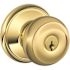 Schlage F Series Knob Set 605 Entrance Bright Brass Georgian Knob Non-Handed
