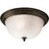 Progress Lighting Bronze Three-Light Flush Fixture With Etched Ribbed Glass