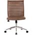 Boss Office Products Armless Chair Ribbed Cushion Brown Vinyl-Steel Chrome Base