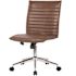 Boss Office Products Armless Chair Ribbed Cushion Brown Vinyl-Steel Chrome Base