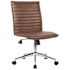 Boss Office Products Armless Chair Ribbed Cushion Brown Vinyl-Steel Chrome Base