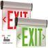 Halco LED Edgelit Exit Sign, Red/green Letters, Single/double Face, Aluminum