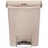 Rubbermaid Commercial Products Slim Jim 8 Gal. FS Resin Step On Beige Wastebasket