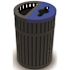 ArchTec Parkview 4, 45 Gal. Black Round Waste and Recycling Container with Split Black/Blue Lid