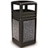 StoneTec 42 Gal. Black with Pepperstone Panels, Square Trash Can with Dome Lid