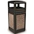 StoneTec 42 Gal. Black with Riverstone Panels, Square Trash Can with Dome Lid