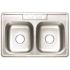 Premier Stainless Steel 33 in. 3-Hole Double Bowl Drop-In Kitchen Sink with Brush