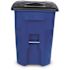 Toter 96 Gallon Blue Outdoor Trash Can/Garbage Can with Quiet Wheels and Attached Lid