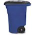 Toter 96 Gallon Blue Outdoor Trash Can/Garbage Can with Quiet Wheels and Attached Lid