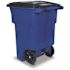 Toter 96 Gallon Blue Outdoor Trash Can/Garbage Can with Quiet Wheels and Attached Lid