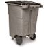 Toter 96 Gal. Gray Indoor/Outdoor Graystone Trash Can with Wheels and Lid (2 caster wheels 2 stationary wheels)