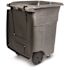 Toter 96 Gal. Gray Indoor/Outdoor Graystone Trash Can with Wheels and Lid (2 caster wheels 2 stationary wheels)