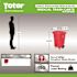 Toter 64 Gal. Red Hazardous Waste Trash Can with Wheels and Lid Lock (2 Caster Wheels 2 Stationary Wheels)