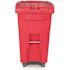 Toter 64 Gal. Red Hazardous Waste Trash Can with Wheels and Lid Lock (2 Caster Wheels 2 Stationary Wheels)