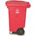 Toter 64 Gal. Red Hazardous Waste Trash Can with Wheels and Lid Lock (2 Caster Wheels 2 Stationary Wheels)