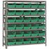 Economy 4 in. Shelf Bin 12 in. x 36 in. x 39 in. 7-Tier Shelving System Complete with QSB102 Green Bins