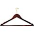 Mens Hanger Walnut Contoured Locking Bar Small Hook in Brass (100 per Case)