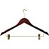 Womens Hanger Walnut Contoured Small Hook in Brass (100 per Case)
