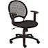 BOSS Office Products Black Mesh Back and Fabric Seat Adjustable Arms Pneumatic Lift Task Chair