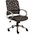 BOSS Office Products Black Mesh Vinyl Seat Task Chair with Pewter Finish Arms and Base