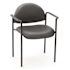 BOSS Office Products Black Caresoft Vinyl Guest Chair with Arms, Black Steel Frame, Stackable