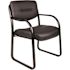 BOSS Office Products Black Leather Guest Chair with Arms, Black Steel Frame