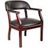 BOSS Office Products Traditional Mahogany Wood Finish Captain's Chair - Black Vinyl Cushions with Brass Nail Heads