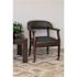 BOSS Office Products Black Caresoft Vinyl Traditional Rolling Captains Chair, Mahogany Wood Finish, Brass Hooded Casters