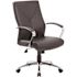 BOSS Office Products Black Leather Executive Chair, Chrome Finish Base with Padded Arms