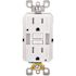 Leviton 15 Amp Self-Test SmartlockPro Combo Duplex Guide Light and Tamper Resistant GFCI Outlet, White GFNL1-W