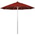 9 ft. Silver Aluminum Commercial Market Patio Umbrella with Fiberglass Ribs and Push Lift in Jockey Red Sunbrella