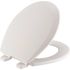 BEMIS Adjustable Round Enameled Wood Closed Front Toilet Seat in White Never Loosens