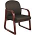 BOSS Office Products Black Fabric Guest Chair, Mahogany Solid Wood Finish