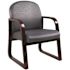 BOSS Office Products Gray Fabric Guest Chair, Mahogany Solid Wood Finish