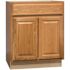 Hampton Bay Hampton 30 in. W x 21 in. D x 34.5 in. H Assembled, Bath Base Cabinet in Medium Oak without Shelf