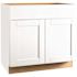 Hampton Bay Shaker 36 in. W x 21 in. D x 34.5 in. H Assembled Bath Base Cabinet in Satin White without Shelf