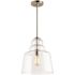 Agatha 12.5 in. W x 14.75 in. H 1-Light Clear Glass Hanging Pendant with Brushed Nickel Accents and Vintage Edison Bulb