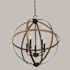 Calhoun 5-Light Weathered Gray Rustic Farmhouse Hanging Globe Candlestick Chandelier with Distressed Oak Finish Accents