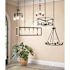 Calhoun 5-Light Weathered Gray Rustic Farmhouse Hanging Globe Candlestick Chandelier with Distressed Oak Finish Accents