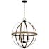 Calhoun 5-Light Weathered Gray Rustic Farmhouse Hanging Globe Candlestick Chandelier with Distressed Oak Finish Accents