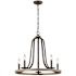 Conal 5-Light Weathered Gray Wagon Wheel Rustic Farmhouse Bell Candlestick Chandelier with Distressed Oak Finish Accents