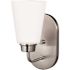 Kerrville 4.625 in. 1-Light Brushed Nickel Traditional Transitional Vanity Wall Sconce with Satin Etched Glass Shade
