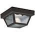 Outdoor Ceiling 1-Light 8.25 in. W Black Plastic Square Flush Mount Ceiling Fixture with Clear Textured Glass Shade