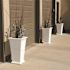 Mayne Fairfield 28 in. Tall Self-Watering White Polyethylene Planter