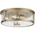 Progress Lighting Gilliam 2-Light Flush Mount, 12.6", Vintage Brass, Clear