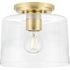 Progress Lighting Adley 1-Light Indoor Flush Mount, 8.6", Satin Brass, Clear