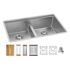 Elkay 16 Gauge Stainless Steel 31-1/2"X18-1/2x9" Dbl Bowl Sink Kit W/Aqua Divide
